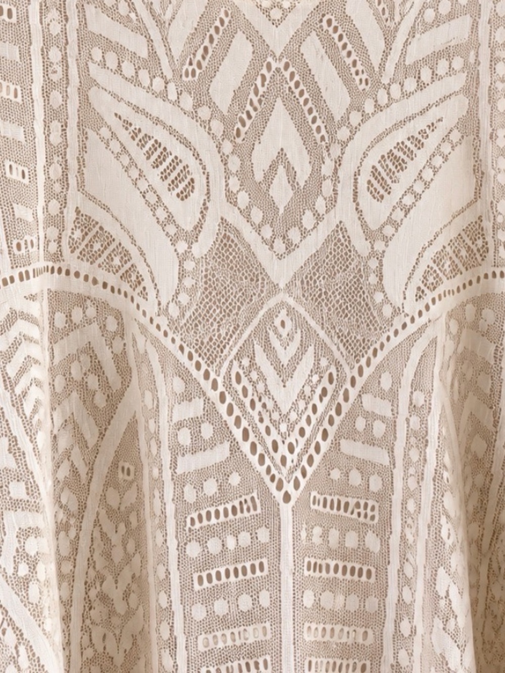 BCBGMAXAZRIA Natyly Cream Lace Long Sleeve Swing Dress L - Picture 4 of 7